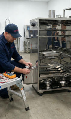 Elektriker repariert Räucherofen