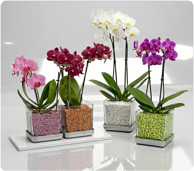 Colomi Care Pflanztopf und Orchideengranulat